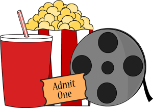 Admit One ticket and popcorn